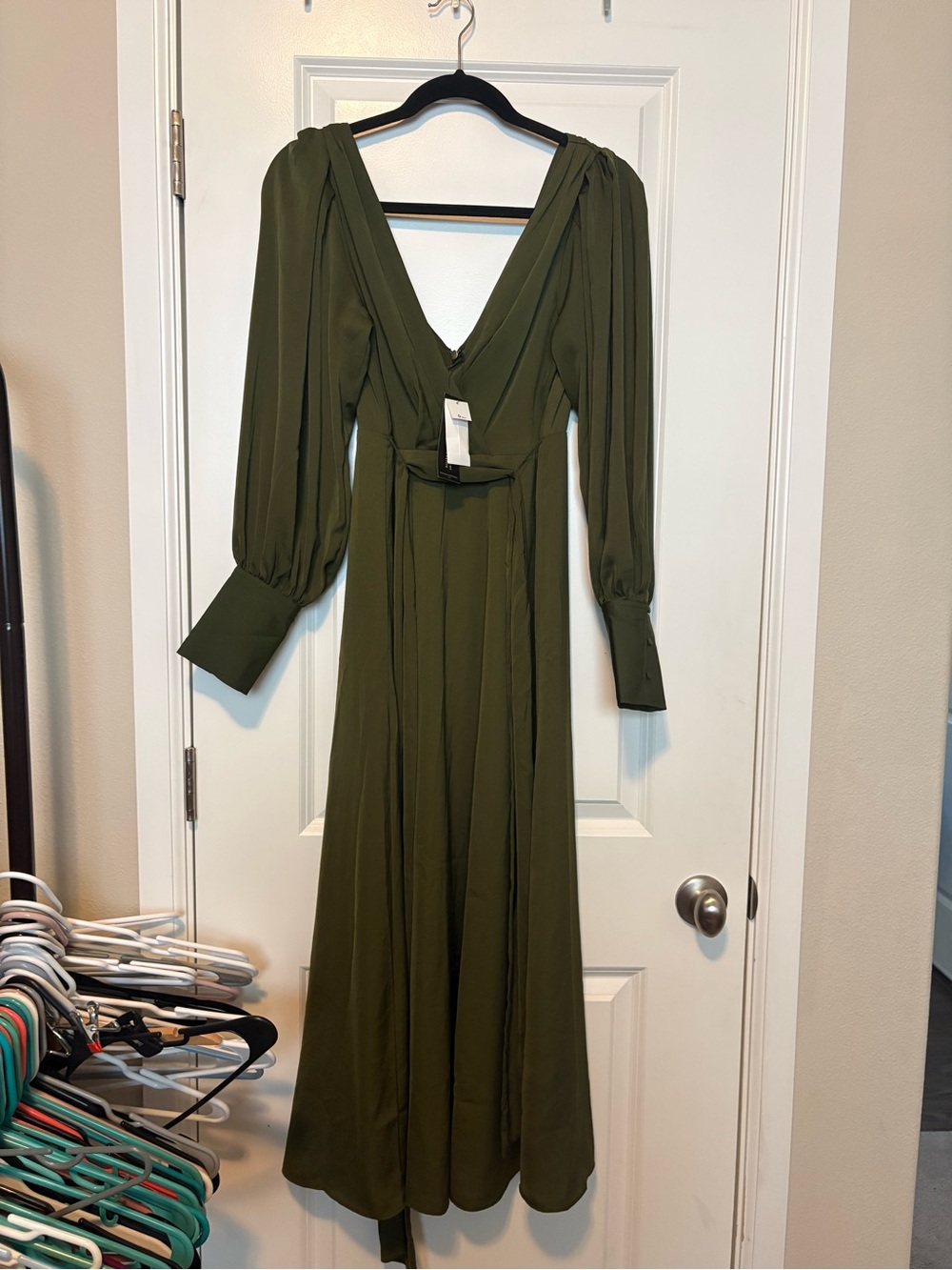 Banana Republic Olive Green Long-Sleeve Maxi Dress